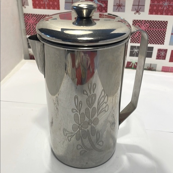 Vintage Ramson Stainless Steel Coffee Pot with Floral Design
